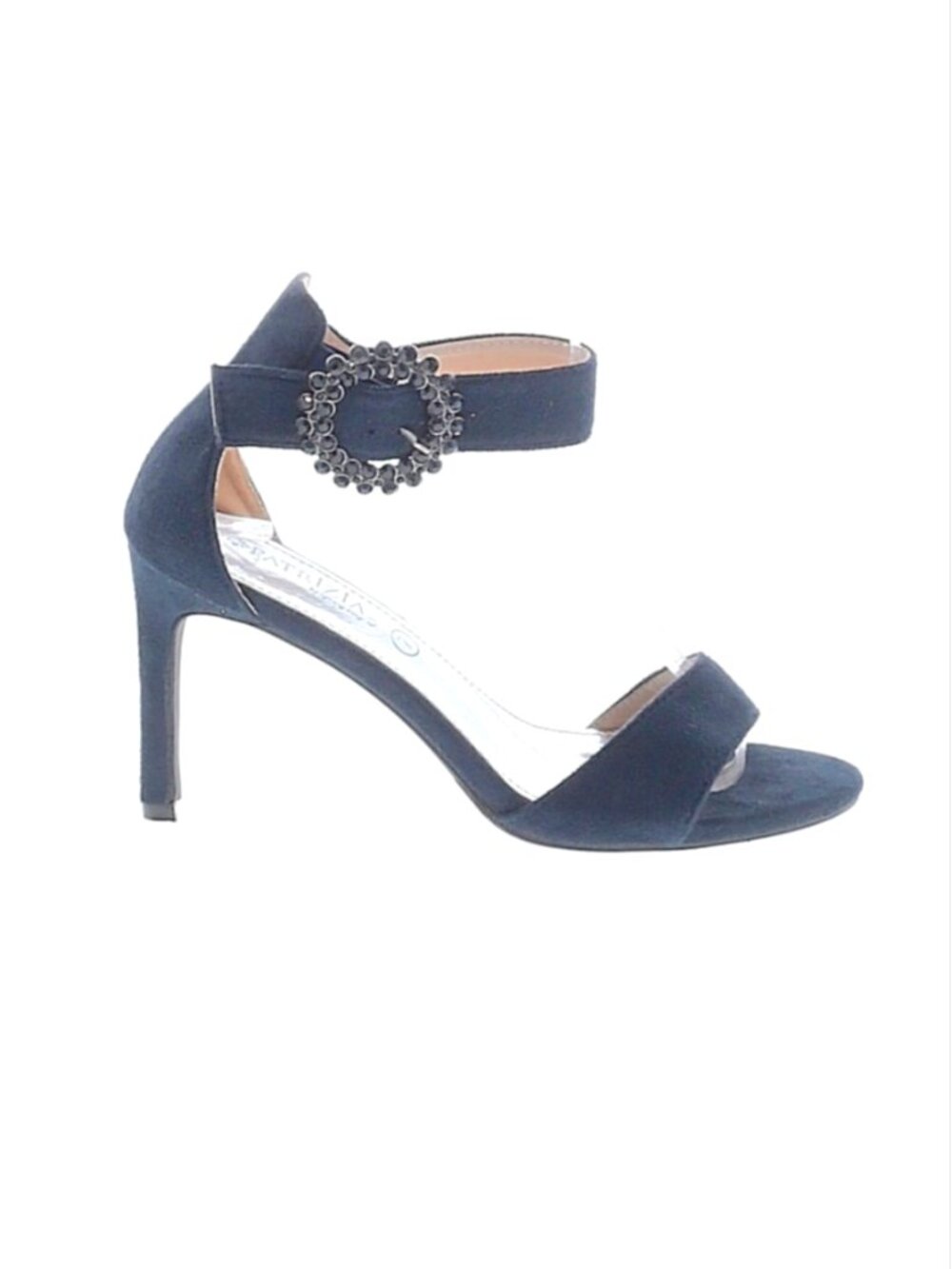 "Patrizia" By Spring Step Stiletto Heel With Jeweled Buckle Sandals In Blue